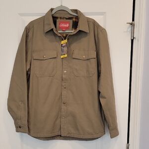 Coleman Brown Fleece Lined Canvas Utility Jacket Coat Medium NWT FLAWED